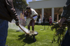 Ambassador Sonam Tobgay paying his respects during the Smoking Ceremony as part of the Welcome to Country on 29 November 2021.